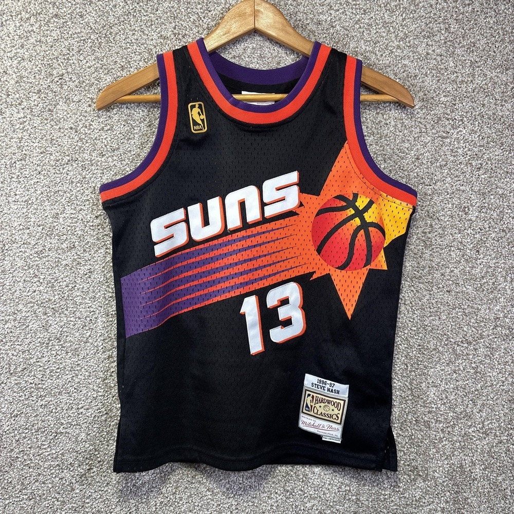 Phoenix Suns Jersey Boys Medium Black NBA Basketball Steve Nash Mitchell & Ness